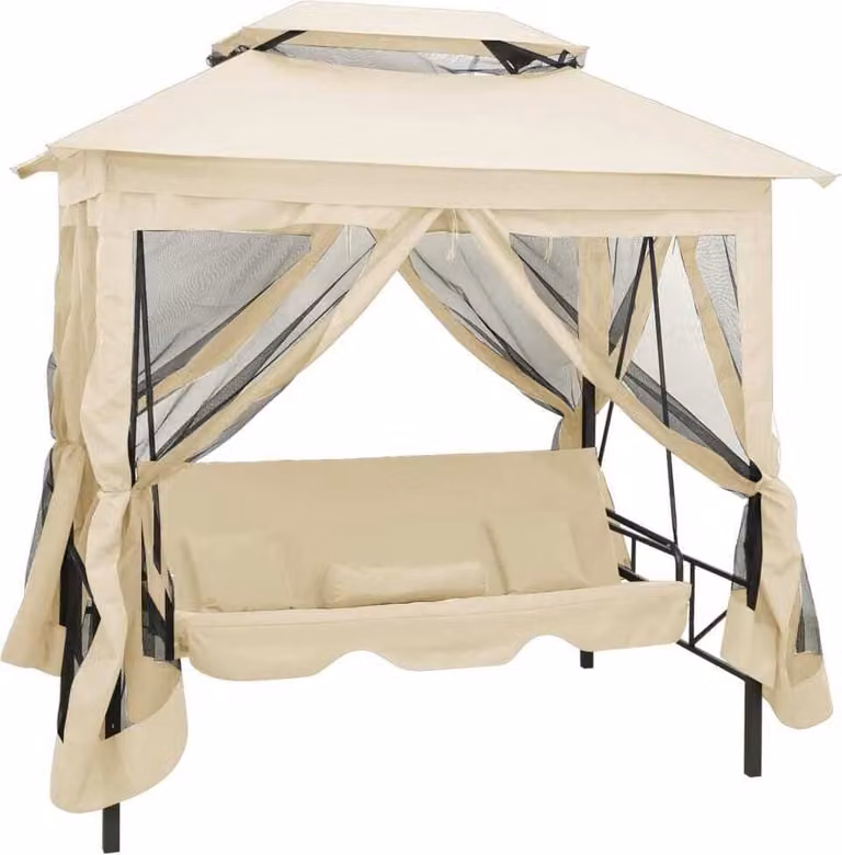 The Living Store Pavilion Panca a dondolo trasformabile bianco crema