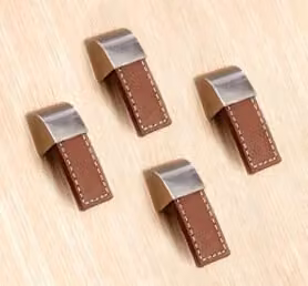 Set di 4 manici in pelle (foro singolo, marrone)