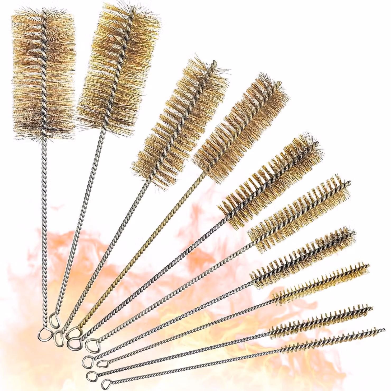 Set di spazzole per tubi in ottone, da 10 a 50 mm, composto da 10 pezzi