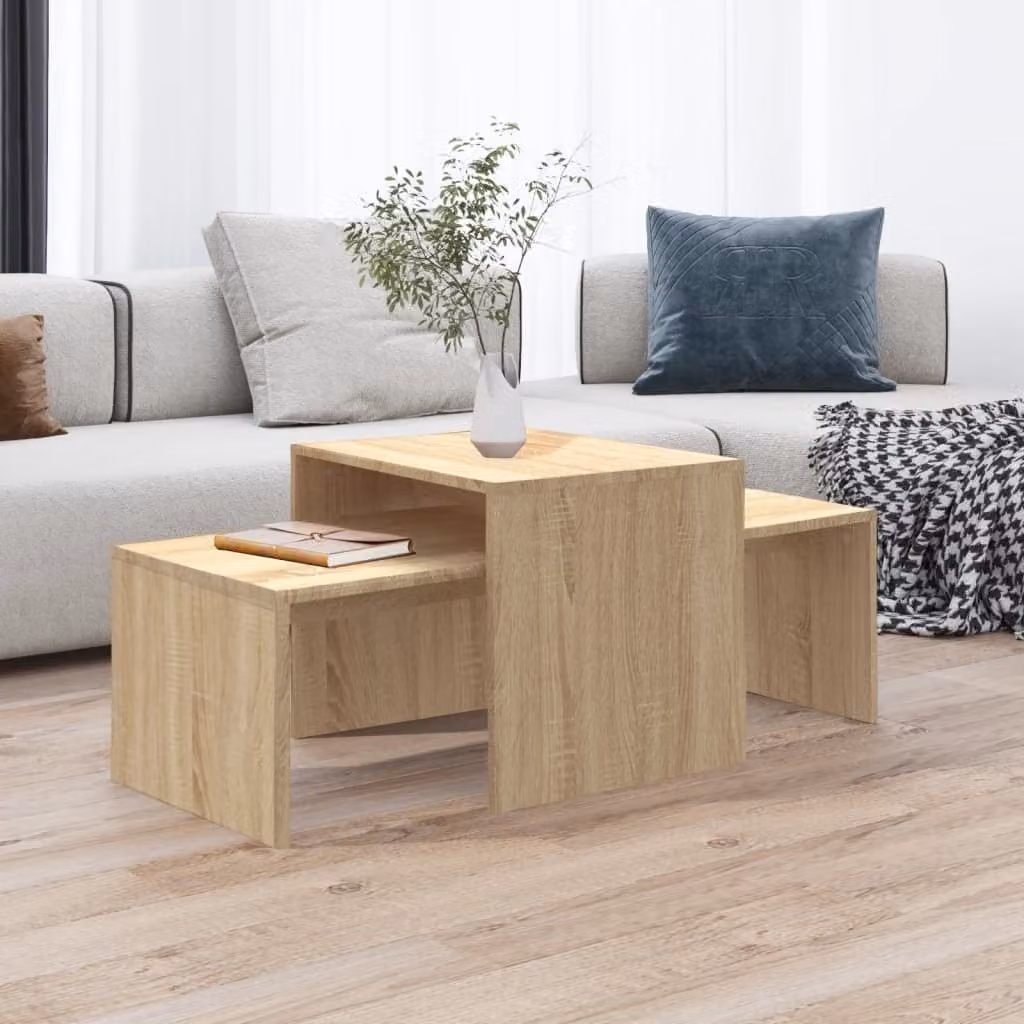 vidaXL Set di tavolini da caffè Sonoma oak 100x48x40 cm materiale a base di legno - Tavolino da caffè - Tavolini da caffè - Tavolini da caffè