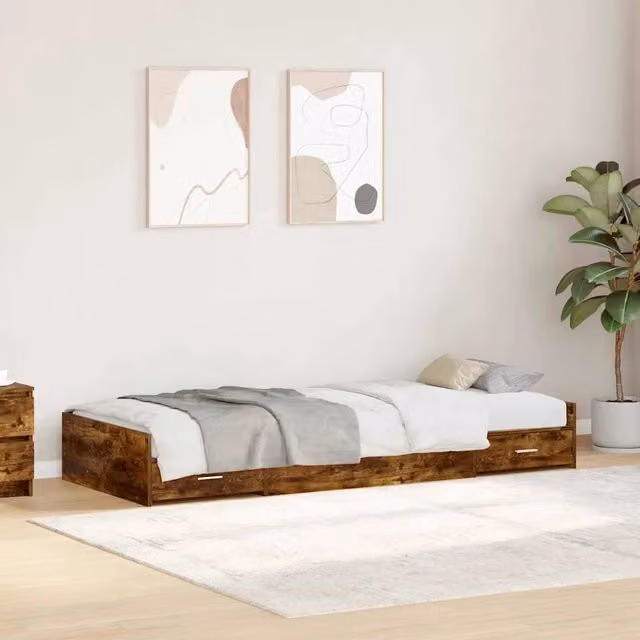 Struttura letto con cassetto vidaXL in legno e MDF marrone, dimensioni 80 x 200 cm – 1