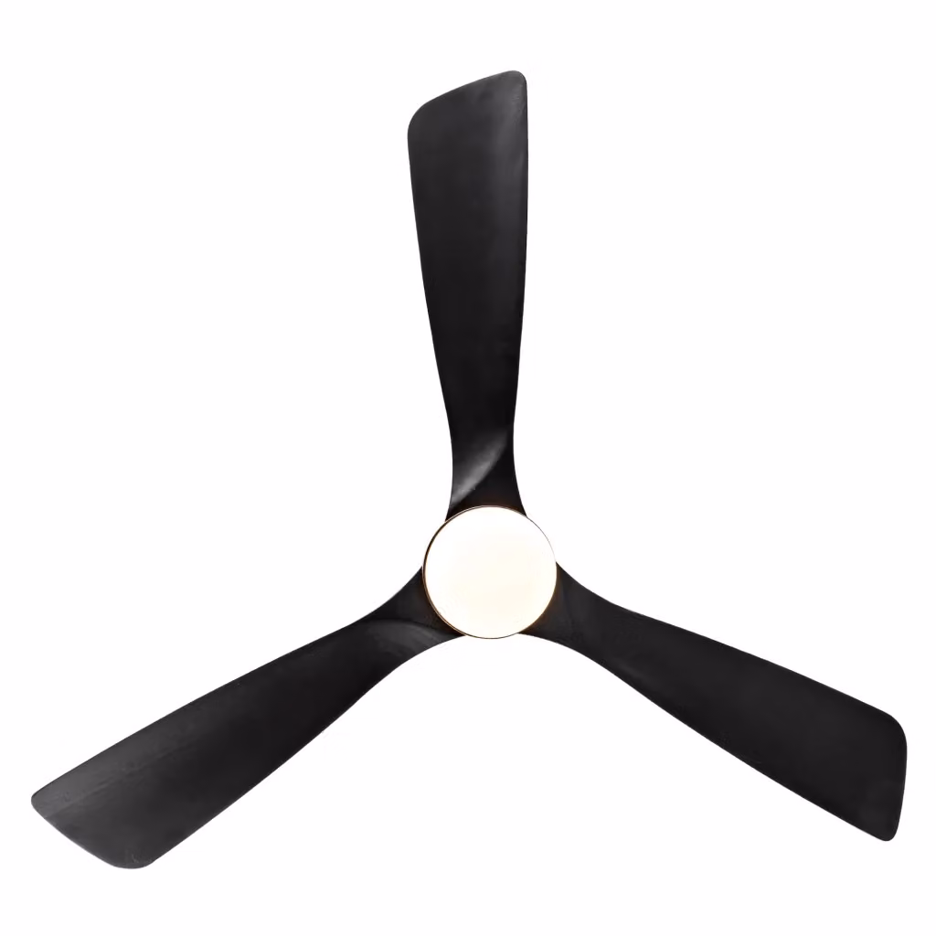 Ventilatore a soffitto Minimal con luce e telecomando, 3 pale in legno massello nero, 6 velocità, dimmerabile e rotazione inversa – 2