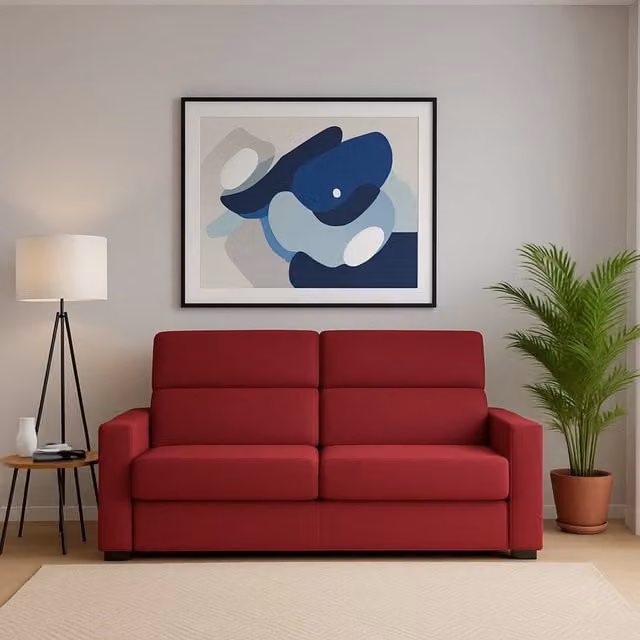 Divano Ozegna DMORA a 3 posti, Made in Italy, Rivestimento in tessuto sfoderabile, Rosso, L: 220 cm, P: 95 cm – 1