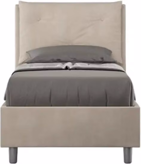 Letto singolo senza rete imbottito 90x190 microfibra sabbia Appia
