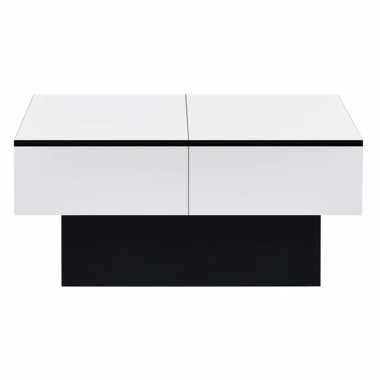 In And OutdoorMatch Tavolino Arden - Con spazio di archiviazione - 80x60x40 cm - Bianco e nero - Truciolato - Look elegante
