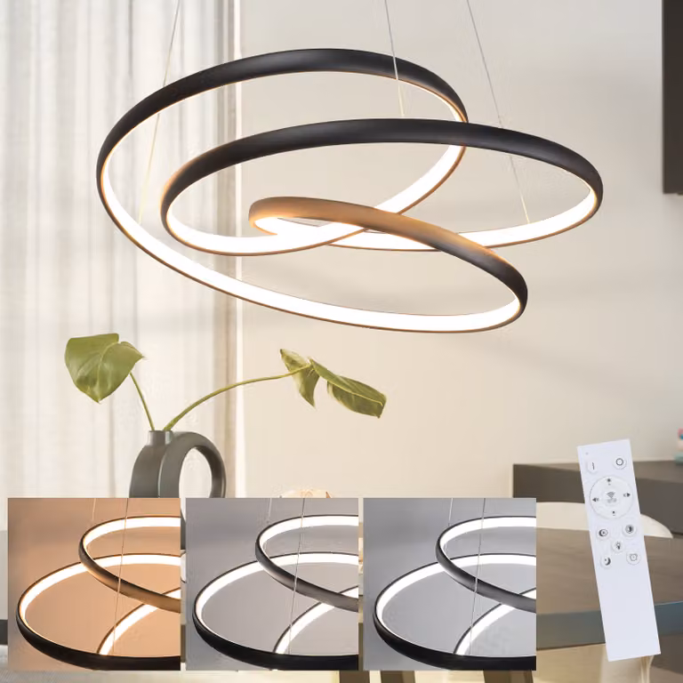 ZMH LED luce a sospensione sala da pranzo nero dimmerabile con telecomando lampada a sospensione 55W lampada a sospensione tavolo da pranzo moderna lampada a sospensione per soggiorno camera da letto