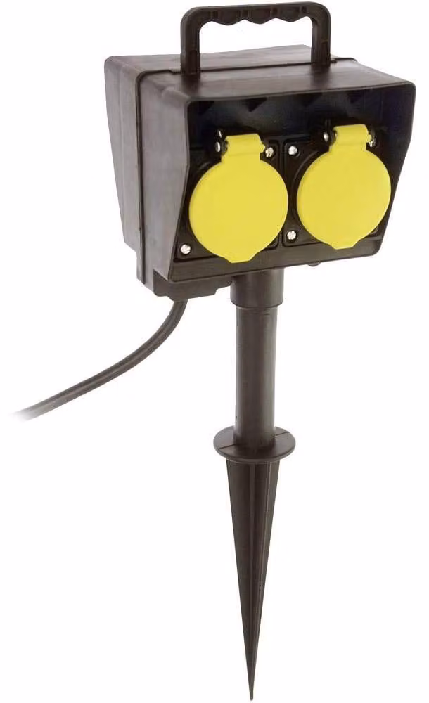as-schwabe Picchetto da terra con 4 prese Schuko 230 V, ca. 1,5 m, H05RN-F 3G1,5 IP44