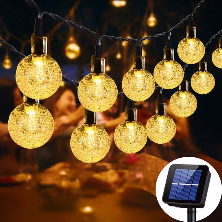 Solar Crystal Ball Fairy Lights Bianco caldo impermeabile all'aperto Decorazione interna per giardino balcone matrimonio festa Natale, 5m 20LED