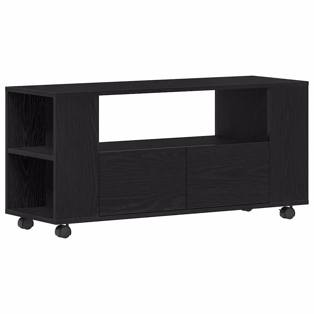 Mobile Porta TV con Ruote Design In, Credenza Moderna in Rovere Nero e MDF, L 102 cm x P 34,5 cm x H 43 cm – 2