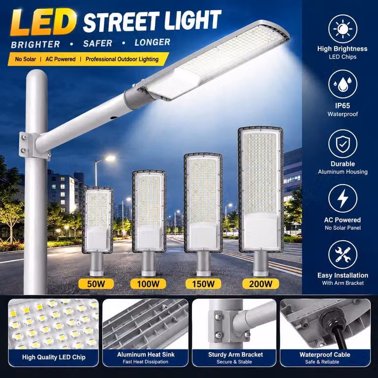 Lampione a LED - KHPL015. Faretto a LED - 200 W - 6500 K - Grado di protezione IP67 - Alimentazione: 85–265 V AC - Luce bianca fredda