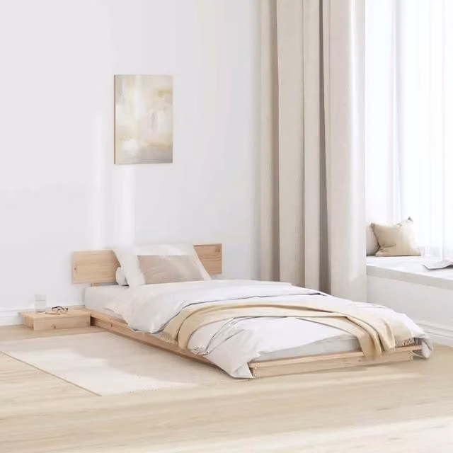Letto con testiera vidaXL in legno di pino marrone L/P/H: 200 x 90 cm