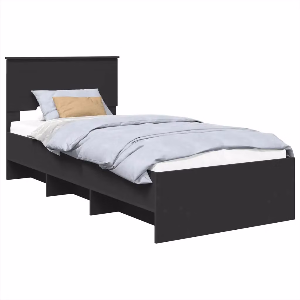 Struttura letto moderno vidaXL in legno ingegnerizzato nero L/P/H: 200 x 80 x 90 cm – 2