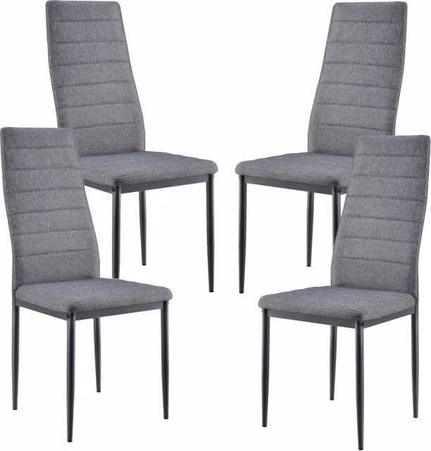 Set di 4 sedie imbottite da sala da pranzo en.casa in poliestere grigio con struttura in acciaio, H 96 x L 43 x P 52 cm – 1