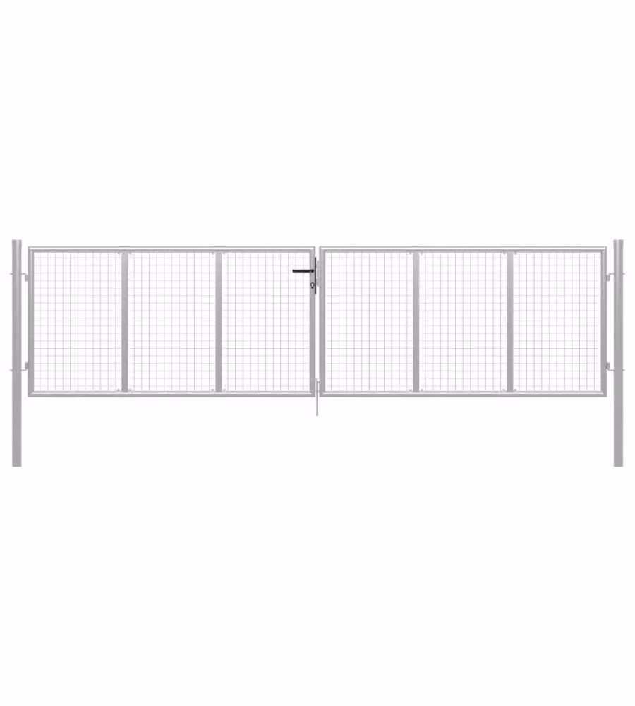Cancello per Giardino in Acciaio Zincato 415x150cm Argento