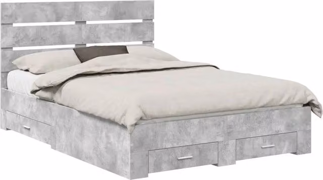 Letto matrimoniale | Letto per adulti | Struttura del letto con cassetto Grigio cemento 140 x 200 cm