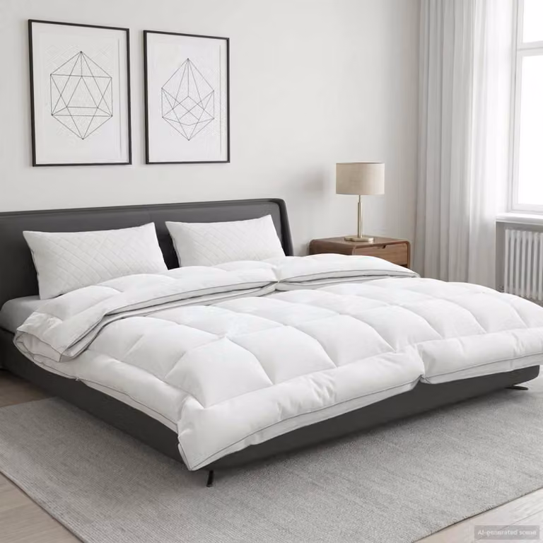 Piumone 4 stagioni vidaXL in lana australiana e microfibra, bianco, L/P: 200 x 220 cm