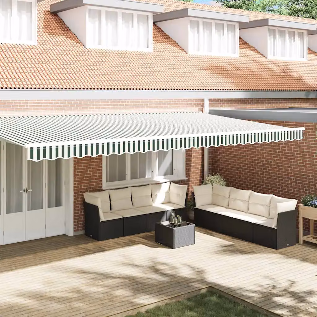 Mantovana di ricambio per tenda da sole vidaXL in poliestere, verde e bianco a righe, L: 5,80 m
