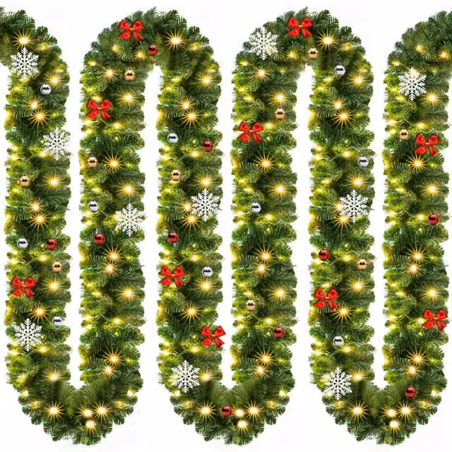 Ghirlanda natalizia Casaria con 80 LED cool white, verde, per uso interno ed esterno IP44, lunghezza 5 m – 1