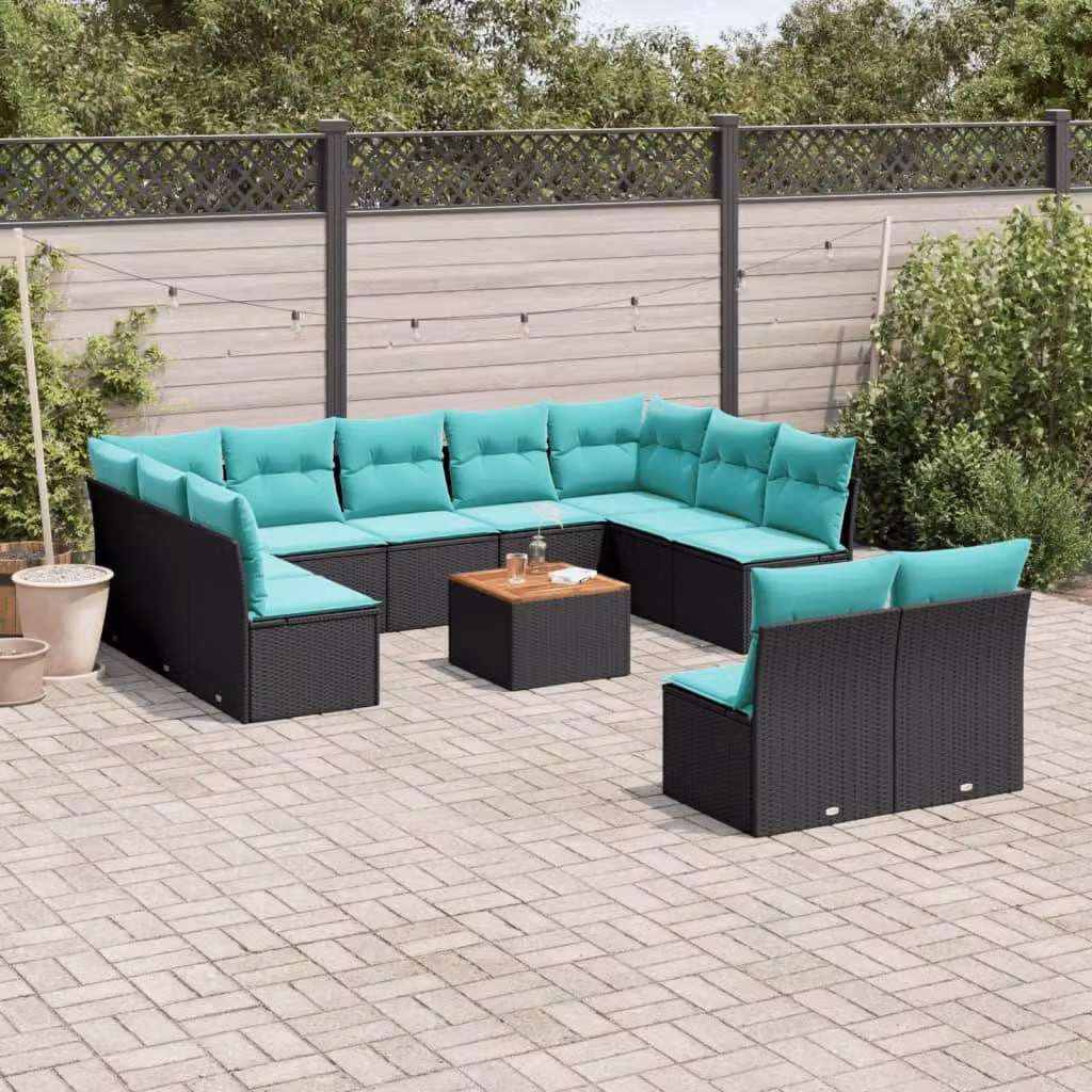 Maison Exclusive - Set divani da giardino 12 pezzi con cuscini in polyrattan nero