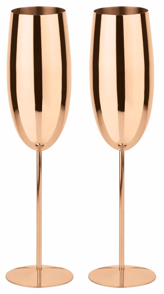 Calici flute da Champagne rame Paderno, 2 pezzi