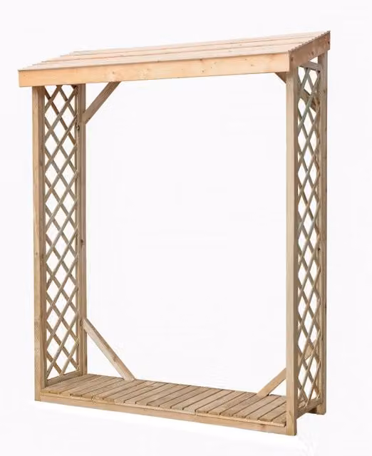 Legnaia da esterno in legno 162x60x205 cm - Abete impregnato - Con griglie decorative