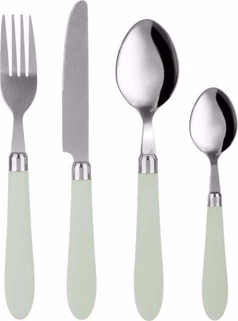 Set di 24 posate Smooth Kasanova in acciaio inox con manico verde per adulti