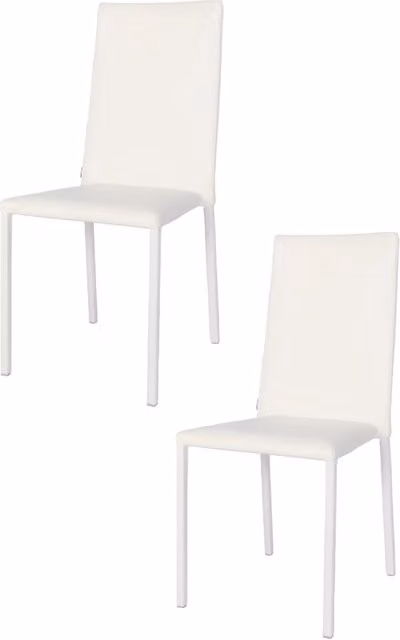 Set di 2 sedie impilabili Julia Tommychairs con struttura in acciaio e rivestimento in finta pelle colore bianco