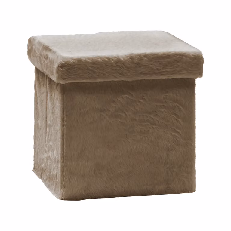 VESTIAMO CASA Pouf Contenitore in Pelliccia Sintetica Beige H x L x P: 38 x 38 x 38 cm