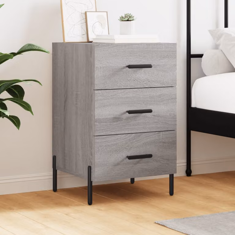 Comodino moderno vidaXL in legno e metallo, Grigio, L 40 cm x P 40 cm x H 66 cm, da appendere alla parete