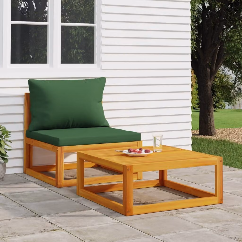 Maison Exclusive - Set divano da giardino 2 pezzi con cuscini in legno massello di acacia