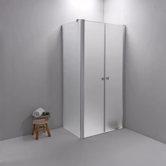 Box Doccia Angolare 80x80 Cm Apertura Saloon con Lato Fisso Opaco