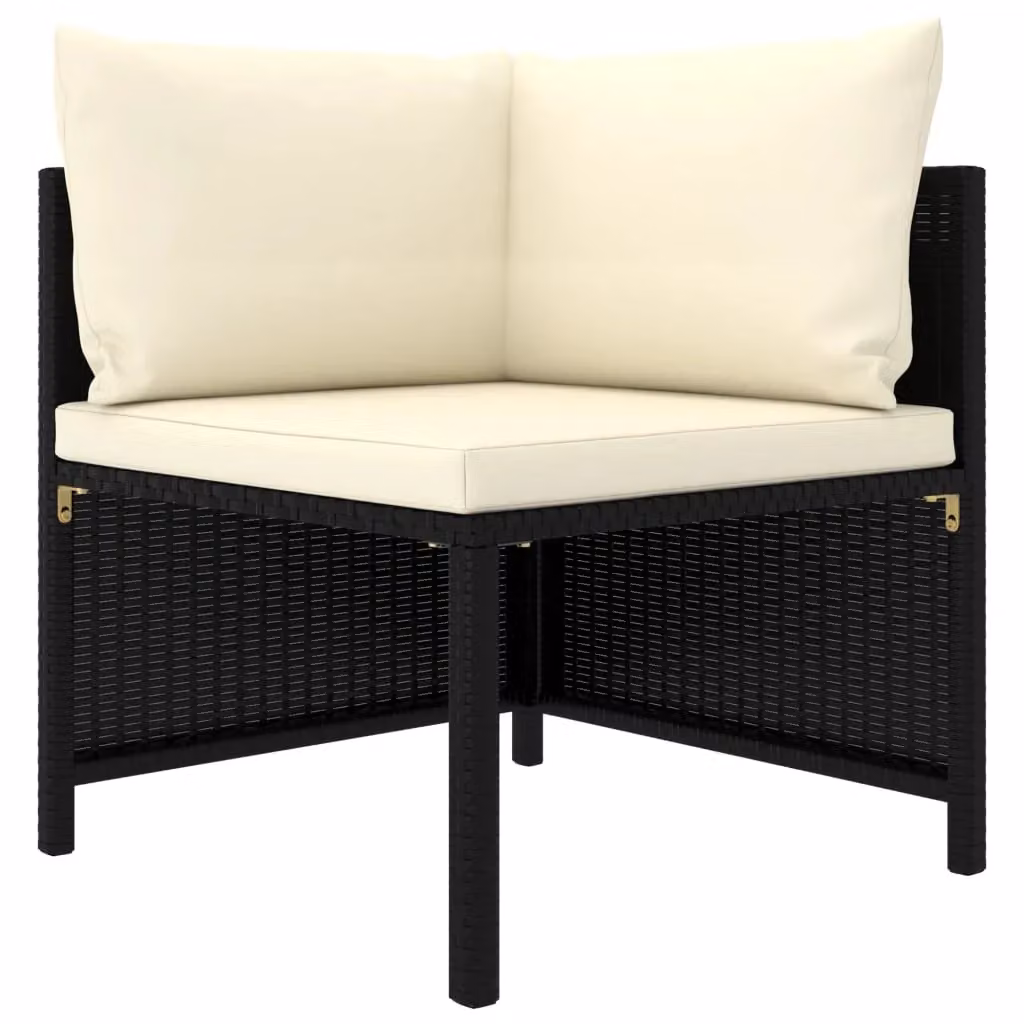 Set da giardino Outsunny composto da 5 pezzi con divano a L, tavolino e cuscini imbottiti in resina intrecciata nera e struttura in acciaio verniciato a polvere – 2