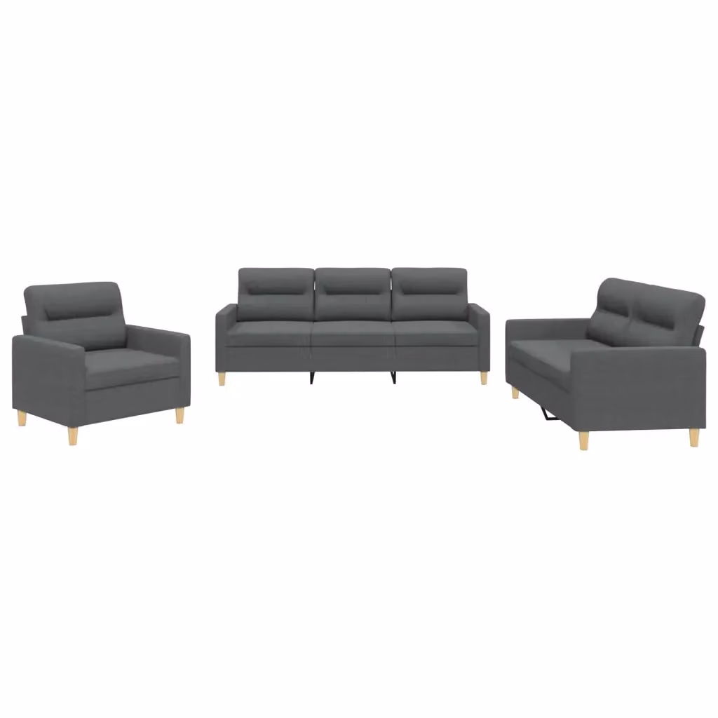 vidaXL Set di Divani 3 pz Moderno in Tessuto Grigio con Cuscini – 2