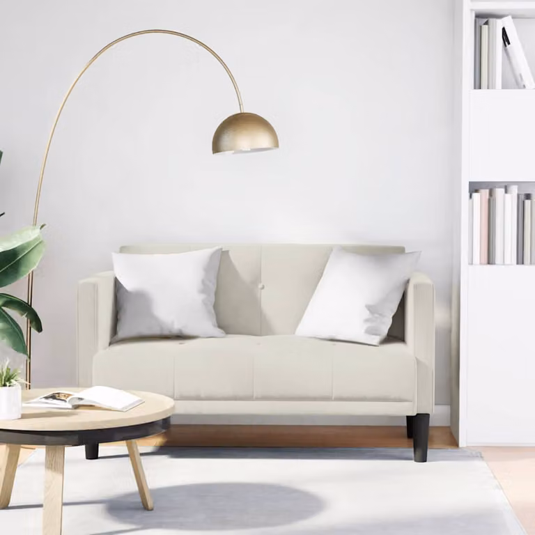 Divanetto moderno vidaXL in velluto color beige, L: 111 cm, P: 67 cm, H: 74,5 cm