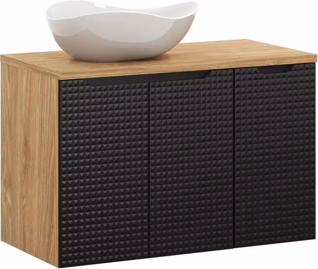 Set mobili bagno Cloud Luxor Black di Luxor Living con piano e lavabo da appoggio, finitura opaca, L: 90 cm, P: 46 cm