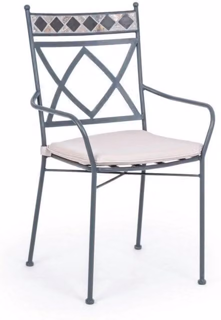 Sedia con Braccioli con Cuscini Berkley in Metallo