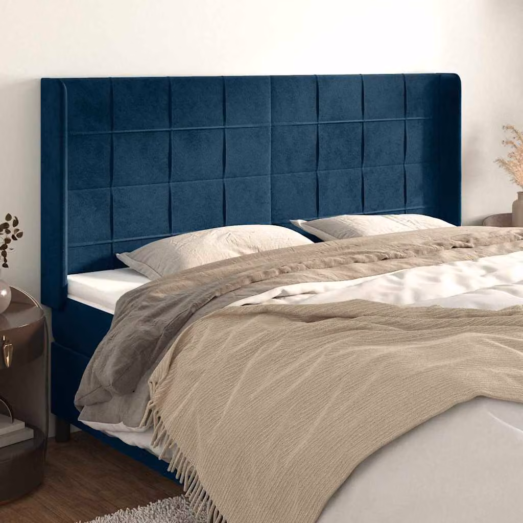 Testiera ad orecchio vidaXL in velluto blu scuro L: 183 cm, P: 16 cm, H: 118/128 cm
