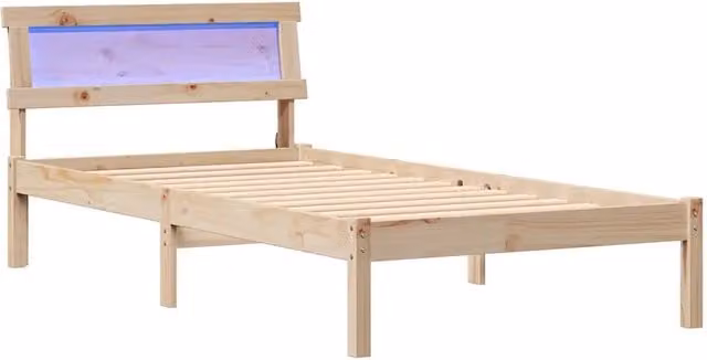 Letto singolo moderno in legno di pino massello marrone L 80 cm x P 190 cm