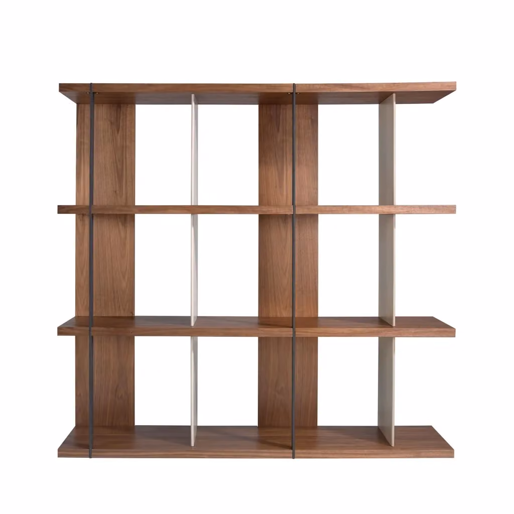 Ripiano Angel Cerdá in legno di noce e grigio con struttura in metallo per soggiorno o ufficio L: 170 cm, P: 40 cm, H: 40 cm – 2