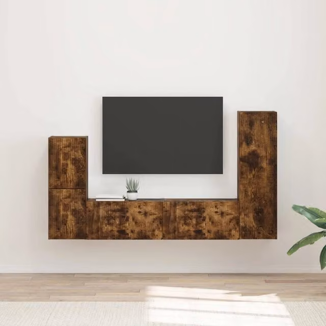 Set mobile TV 4 pz Rovere fumé Legno ingegnerizzato 3409029