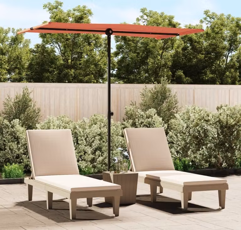 The Living Store ombrellone con asta in alluminio 180 x 110 cm rosso terracotta
