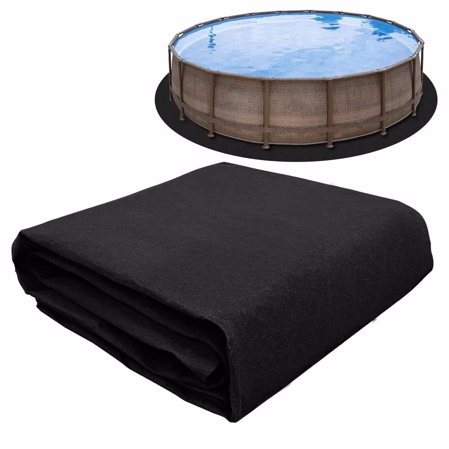 Tappetino rotondo per piscina Fodera per piscina Pad Pavimento Panno protettivo in feltro per piscina 4 metri Nero