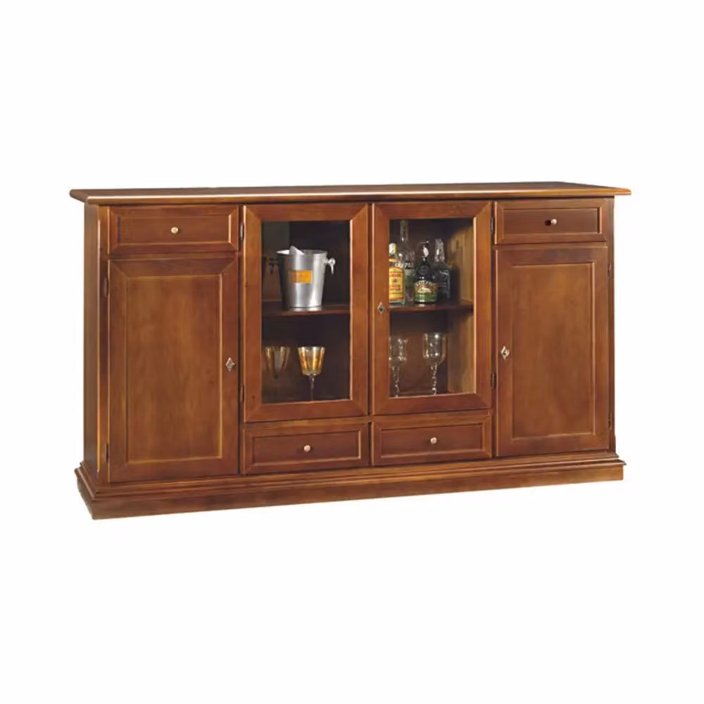 Madia credenza 4 porte in legno di pioppo tinta noce Mobili 2G L/P/H: 205 x 49 x 113 cm – 4