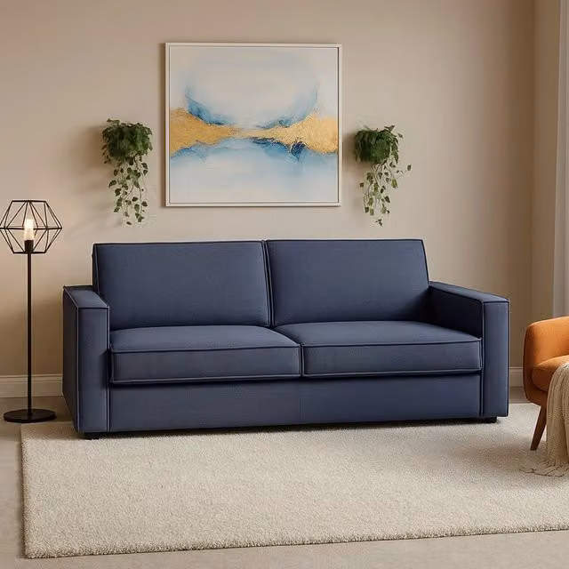 Divano a 2 posti Ayramah TALAMO ITALIA in tessuto Blu, design moderno con braccioli slim, L: 180 cm, P: 95 cm, H: 90 cm – 1