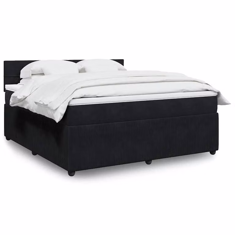 vidaXL Giroletto a Molle con Materasso in Velluto Nero L: 180 cm, P: 200 cm