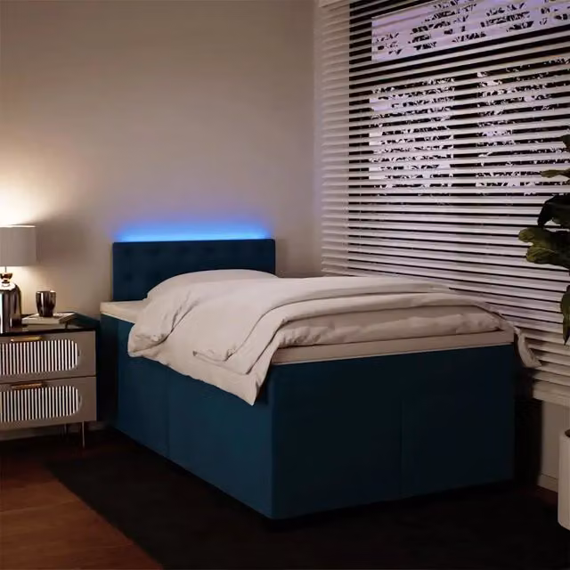 Letto Ibrido vidaXL con Materasso a Molle Insacchettate in Velluto Blu e Bianco L/P/H: 120 x 200 cm
