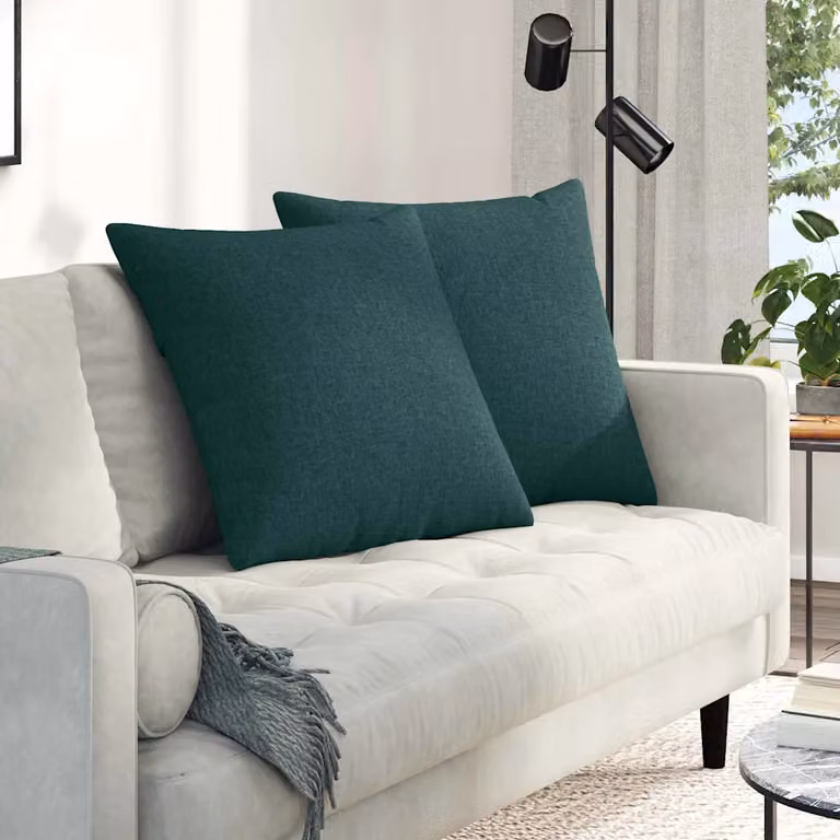 Set di 2 cuscini da divano quadrati vidaXL in tessuto verde con fodera rimovibile, L 60 cm x P 60 cm x H 60 cm