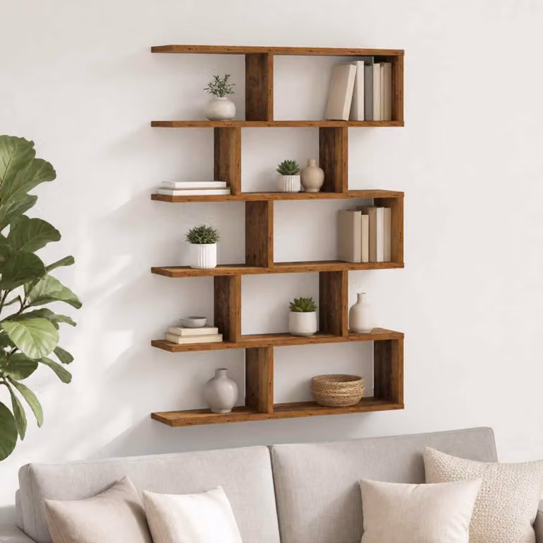 Scaffale da parete moderno vidaXL in legno color marrone L: 70 cm, P: 17 cm, H: 101 cm