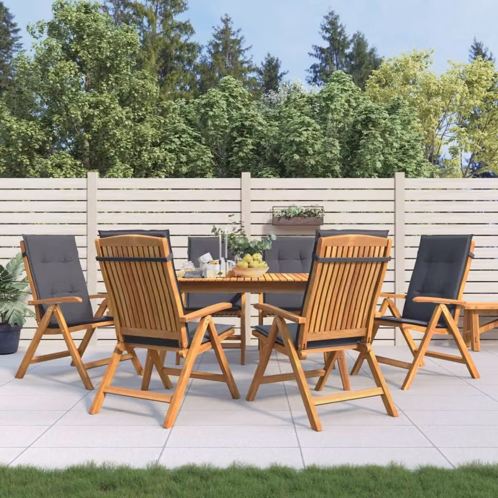 Set di 6 sedie pieghevoli reclinabili con cuscini vidaXL in legno di teak marrone e antracite
