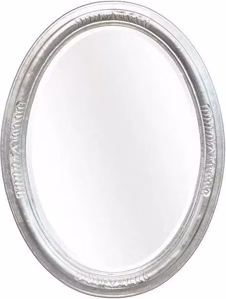 Specchiera in foglia argento brillante ovale- misure: l.73 x h.93 x p.5 - Mobili 2G